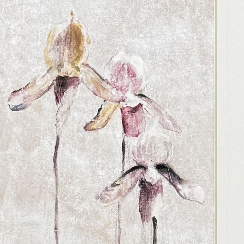 Purple Dancing Orchid I Silver Framed Wall Art HomeRoots