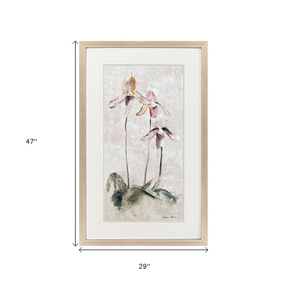 Purple Dancing Orchid I Silver Framed Wall Art HomeRoots