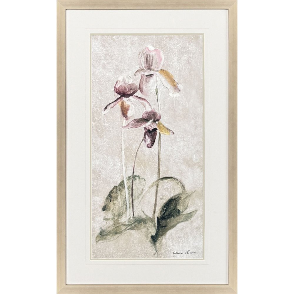 Purple Dancing Orchid II Silver Framed Wall Art HomeRoots