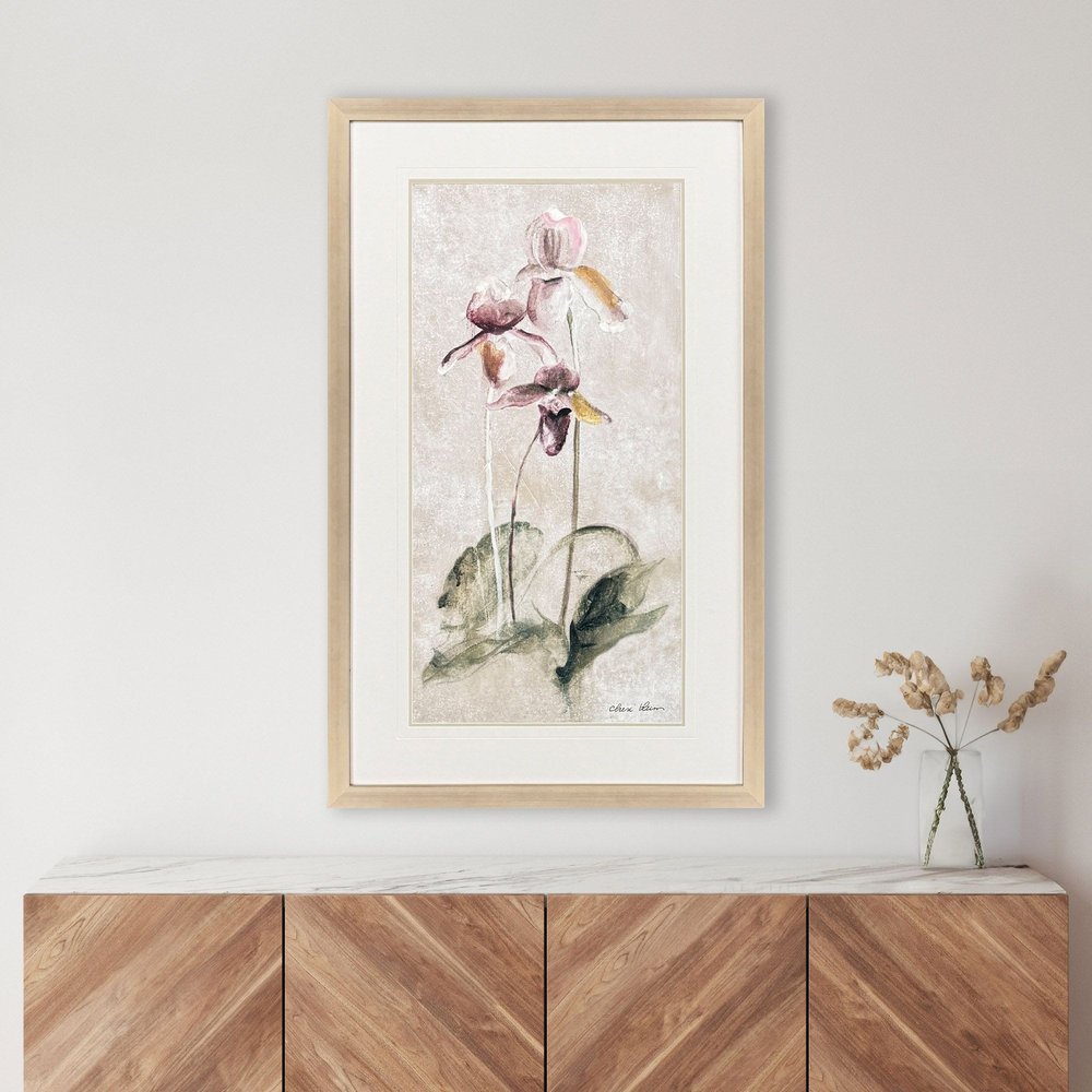 Purple Dancing Orchid II Silver Framed Wall Art HomeRoots