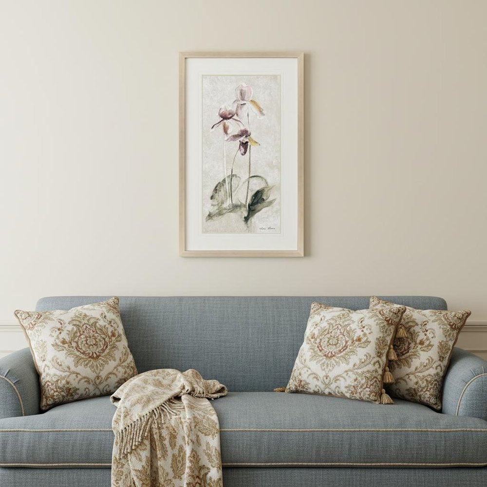 Purple Dancing Orchid II Silver Framed Wall Art HomeRoots