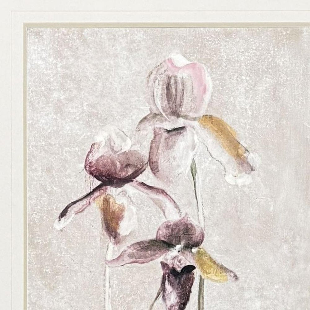 Purple Dancing Orchid II Silver Framed Wall Art HomeRoots