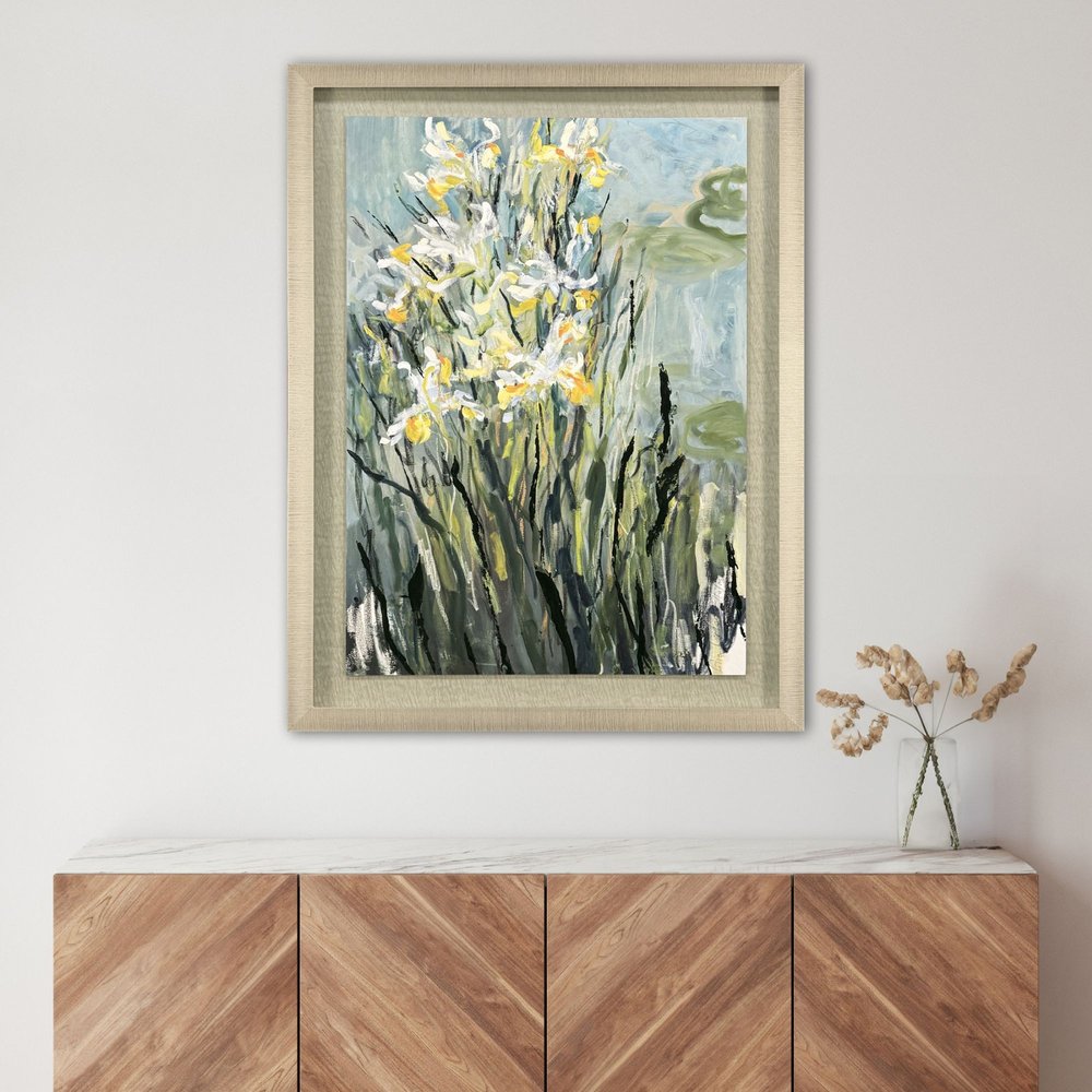 White Irises Gold Framed Wall Art HomeRoots