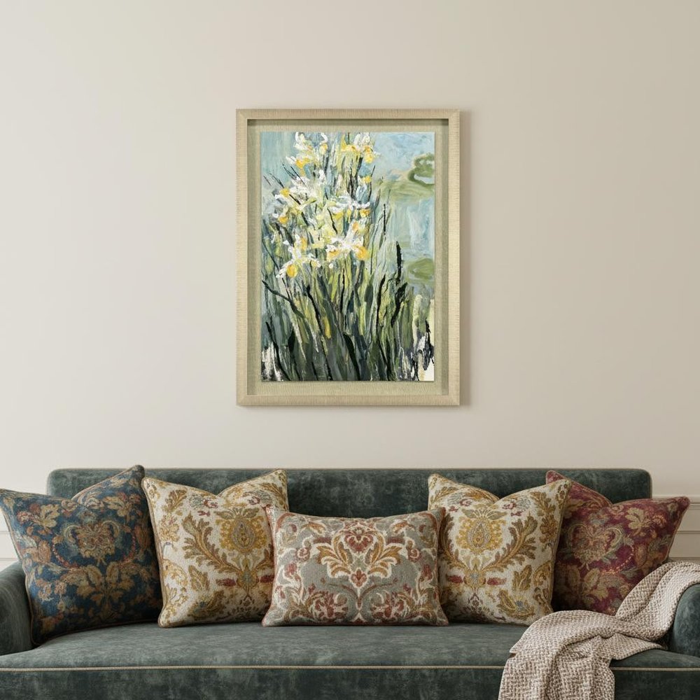 White Irises Gold Framed Wall Art HomeRoots