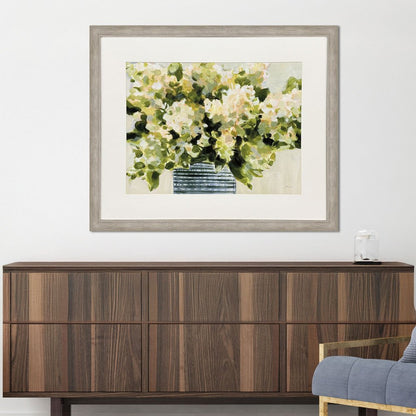 Hydrangeas in Vase Distressed Silver Framed Wall Art HomeRoots