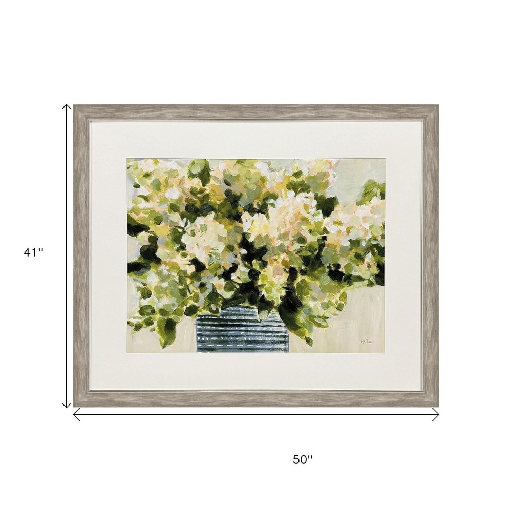 Hydrangeas in Vase Distressed Silver Framed Wall Art HomeRoots