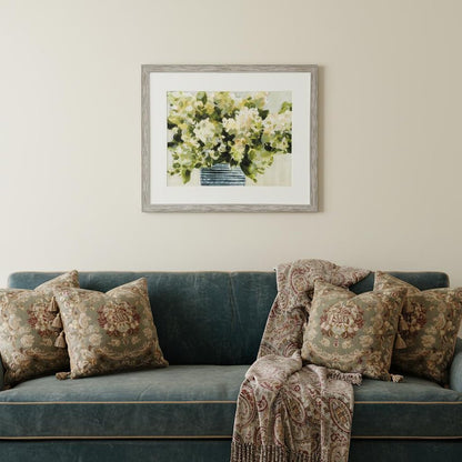 Hydrangeas in Vase Distressed Silver Framed Wall Art HomeRoots