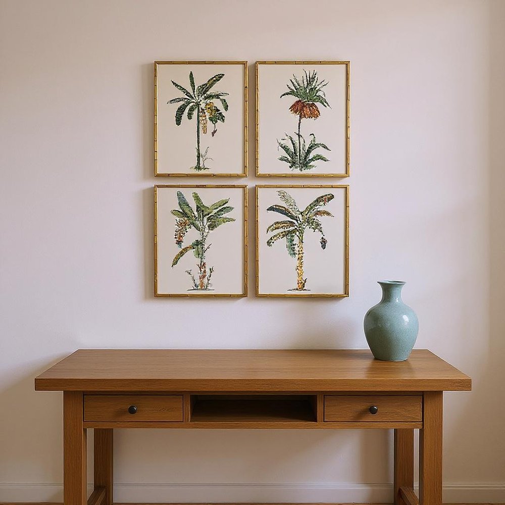 Set Of Four Contemporary Palm I Gold Framed Wall Art HomeRoots