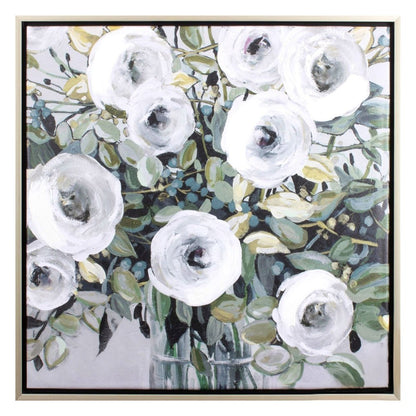 White Rose Parade Silver Floater Frame Wall Art HomeRoots