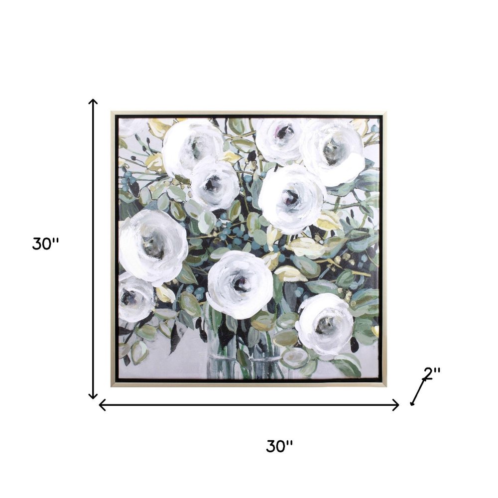 White Rose Parade Silver Floater Frame Wall Art HomeRoots