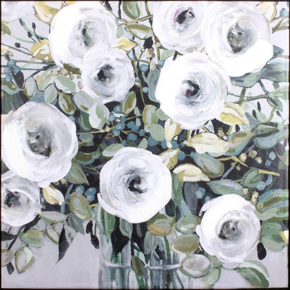 White Rose Parade Silver Floater Frame Wall Art HomeRoots