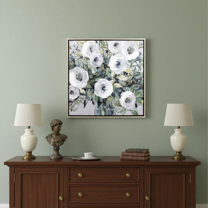 White Rose Parade Silver Floater Frame Wall Art HomeRoots