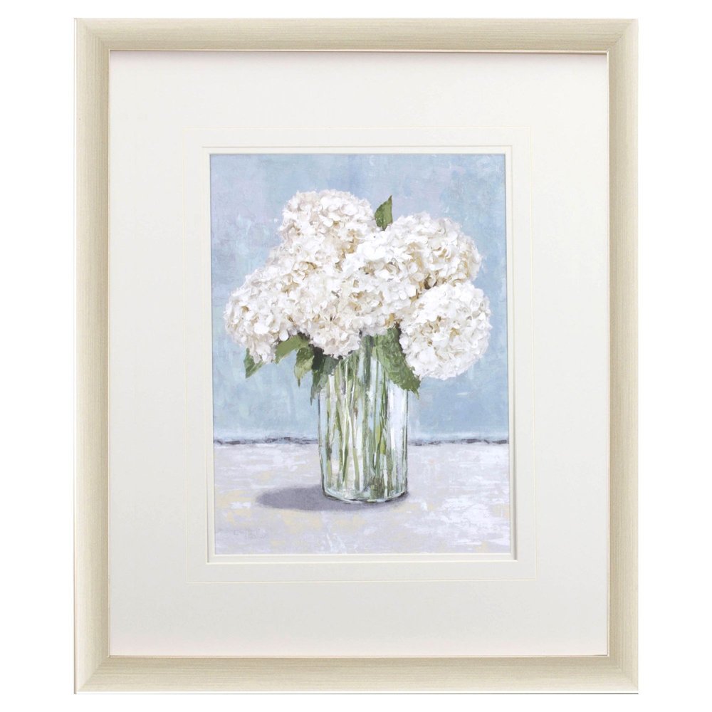 Hydrangeas in Vase II Gold Framed Wall Art HomeRoots