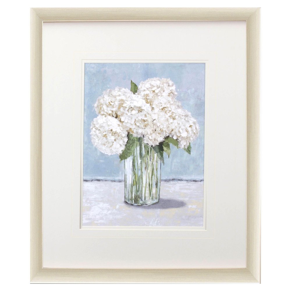 Hydrangeas in Vase II Gold Framed Wall Art HomeRoots