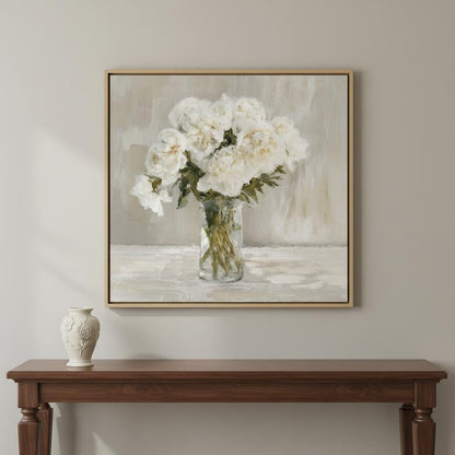 White Flower Bouquet Silver Floater Frame Wall Art HomeRoots