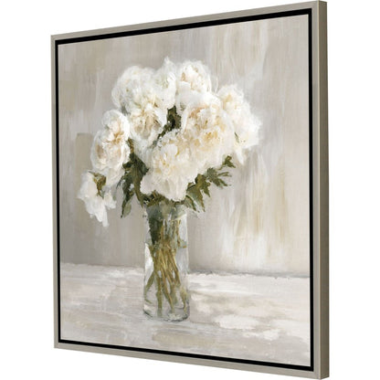 White Flower Bouquet Silver Floater Frame Wall Art HomeRoots