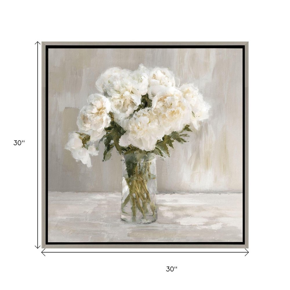 White Flower Bouquet Silver Floater Frame Wall Art HomeRoots