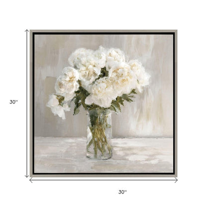 White Flower Bouquet Silver Floater Frame Wall Art HomeRoots