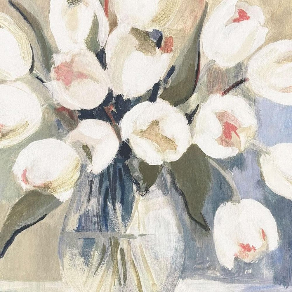 White Tulips Silver Floater Frame Wall Art HomeRoots