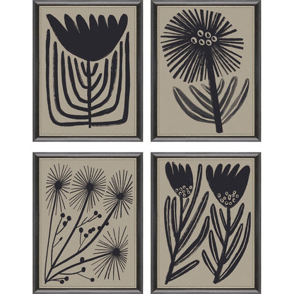Set Of Four Simple Florals Black Framed Wall Art HomeRoots