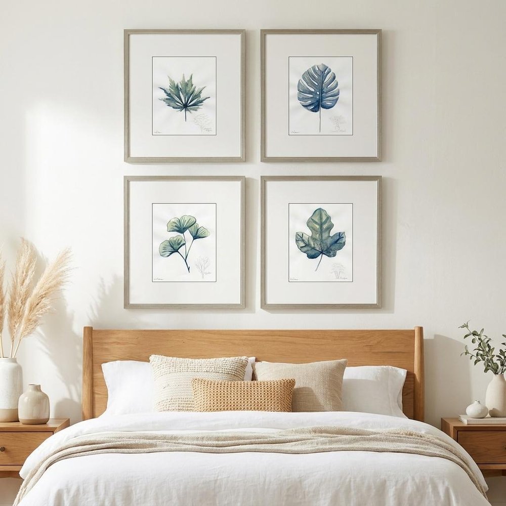 Set Of Four Leaf Plant Drawings Gold Framed Wall Art HomeRoots