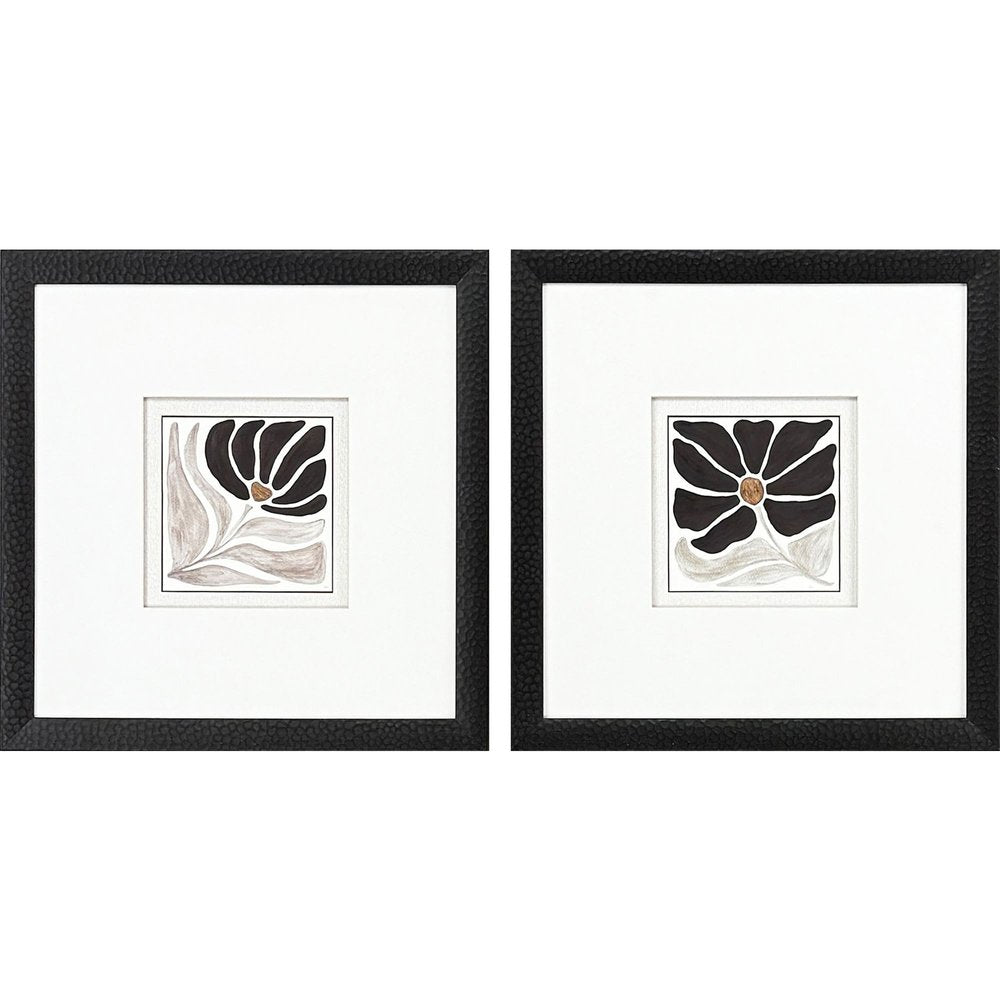 Set Of Two Modern Petals Black Framed Wall Art HomeRoots