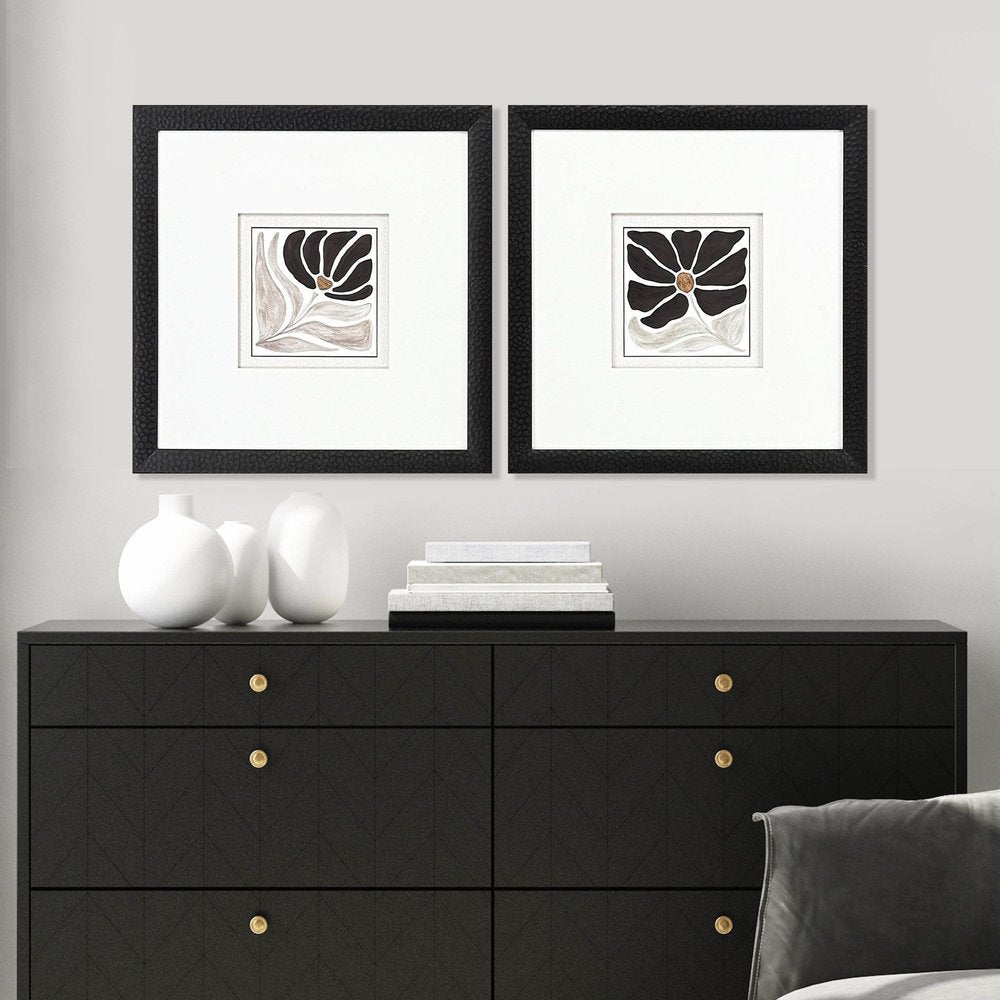 Set Of Two Modern Petals Black Framed Wall Art HomeRoots
