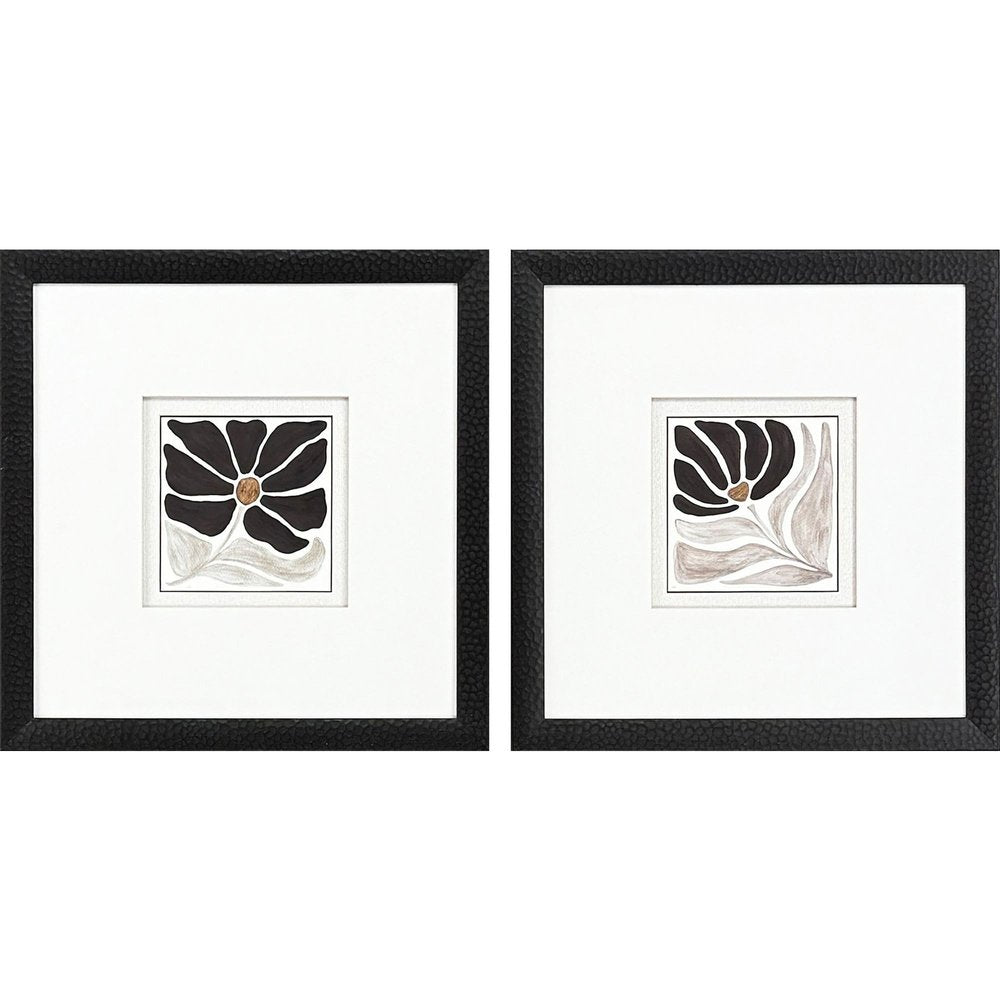 Set Of Two Modern Petals Black Framed Wall Art HomeRoots