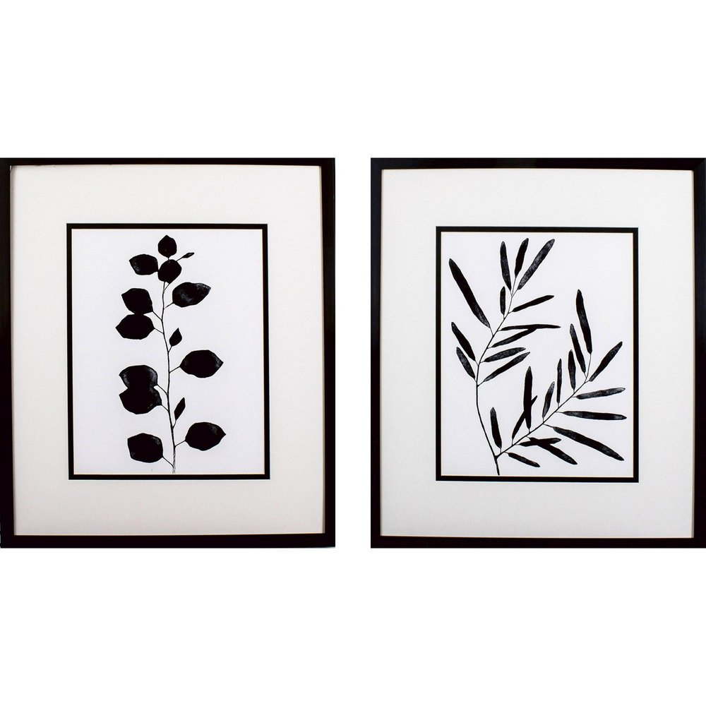 Set Of Two Leaf Imprint Black Framed Wall Art HomeRoots
