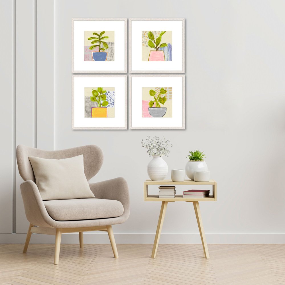 Set Of Four Native Bud Distressed White Framed Wall Art HomeRoots