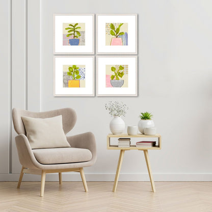 Set Of Four Native Bud Distressed White Framed Wall Art HomeRoots