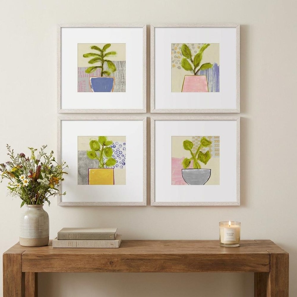 Set Of Four Native Bud Distressed White Framed Wall Art HomeRoots