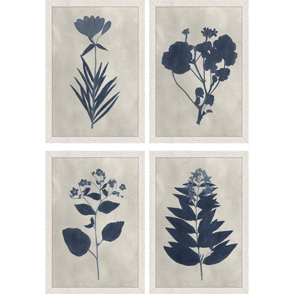 Set Of Four Pressed Flower I Distressed White Framed Wall Art HomeRoots