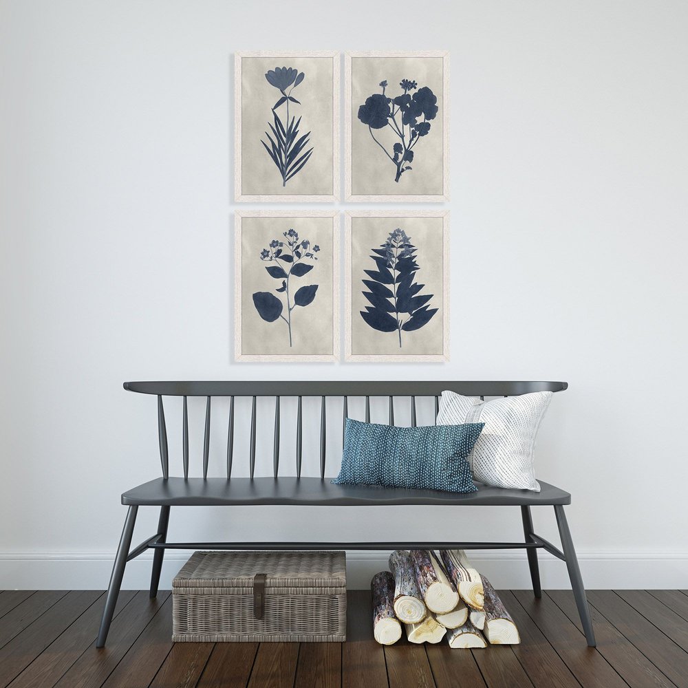 Set Of Four Pressed Flower I Distressed White Framed Wall Art HomeRoots