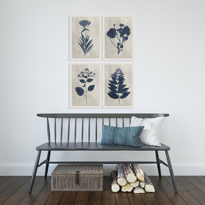 Set Of Four Pressed Flower I Distressed White Framed Wall Art HomeRoots