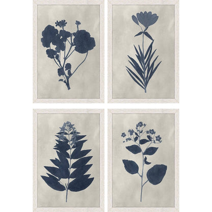 Set Of Four Pressed Flower I Distressed White Framed Wall Art HomeRoots