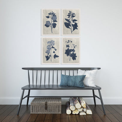 Set Of Four Pressed Flower II Distressed White Framed Wall Art HomeRoots