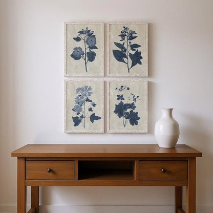 Set Of Four Pressed Flower II Distressed White Framed Wall Art HomeRoots