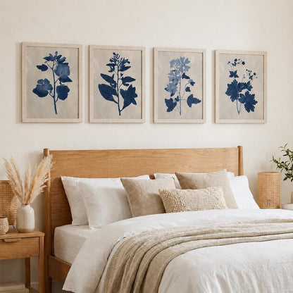 Set Of Four Pressed Flower II Distressed White Framed Wall Art HomeRoots