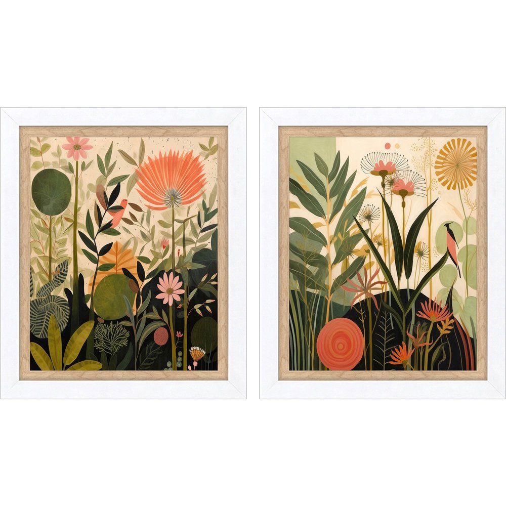 Set Of Two Botanical Embrace White Framed Wall Art HomeRoots