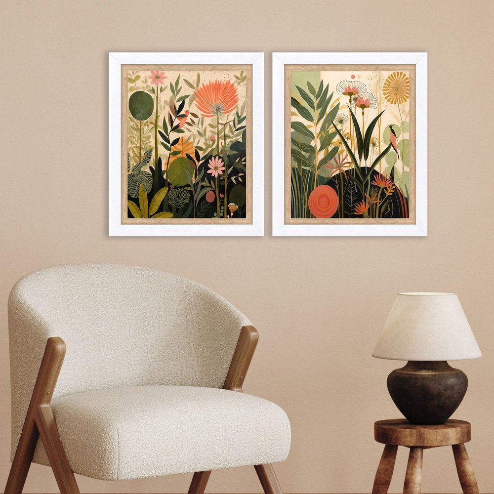Set Of Two Botanical Embrace White Framed Wall Art HomeRoots