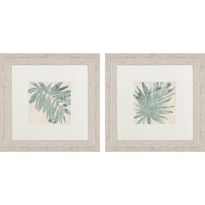 Set Of Two Burlap Ocean Palm I Distressed White Framed Wall Art HomeRoots