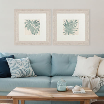 Set Of Two Burlap Ocean Palm I Distressed White Framed Wall Art HomeRoots