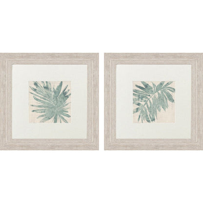 Set Of Two Burlap Ocean Palm I Distressed White Framed Wall Art HomeRoots