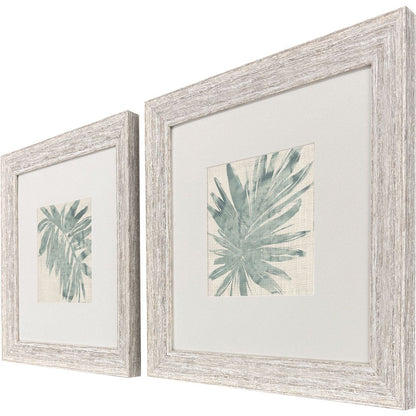 Set Of Two Burlap Ocean Palm I Distressed White Framed Wall Art HomeRoots