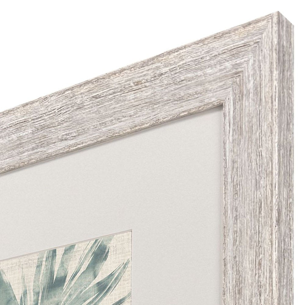 Set Of Two Burlap Ocean Palm I Distressed White Framed Wall Art HomeRoots