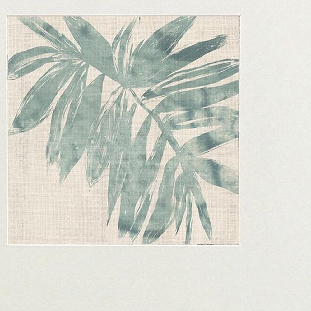 Set Of Two Burlap Ocean Palm I Distressed White Framed Wall Art HomeRoots