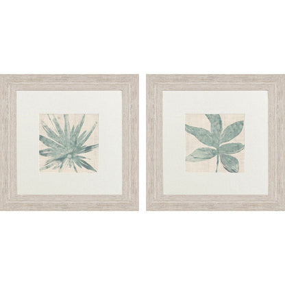 Set Of Two Burlap Ocean Palm II Distressed White Framed Wall Art HomeRoots