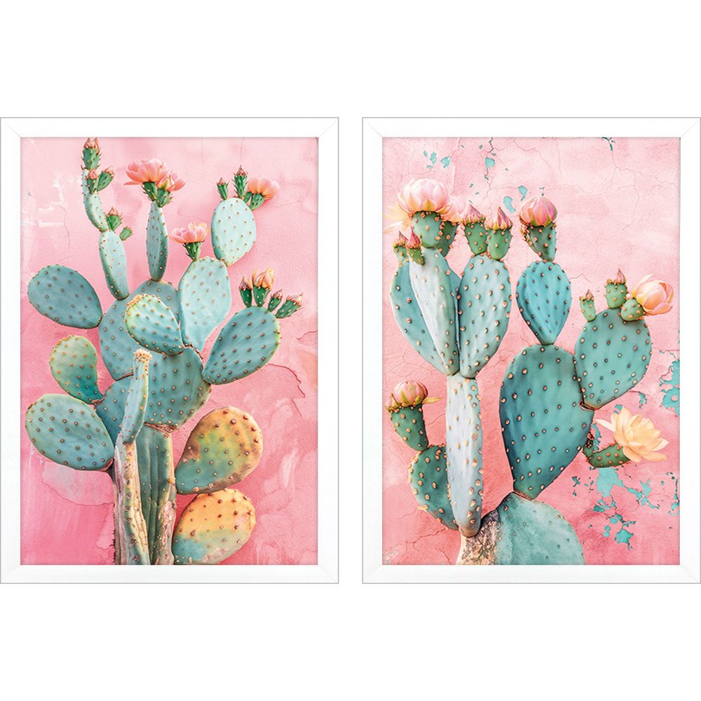 Set Of Two Blush Botanicals I Distressed White Framed Wall Art HomeRoots