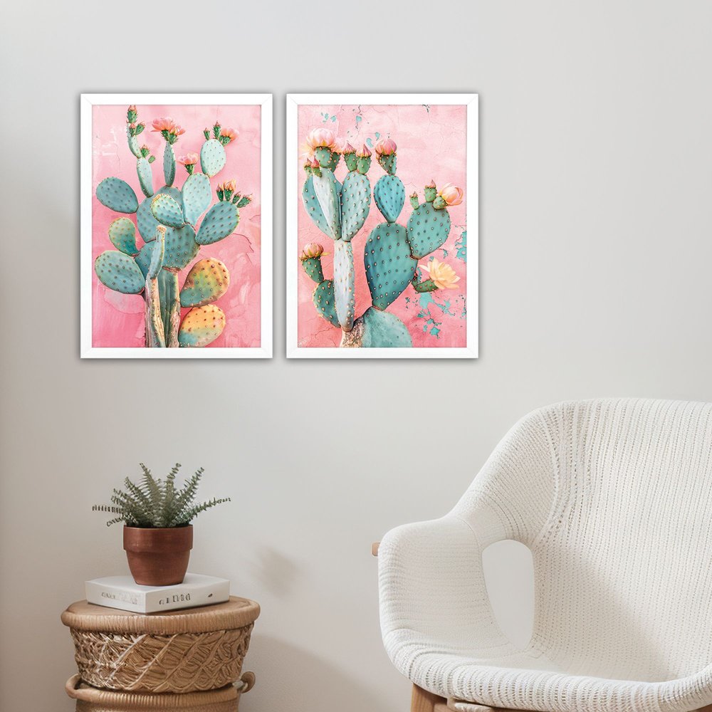 Set Of Two Blush Botanicals I Distressed White Framed Wall Art HomeRoots